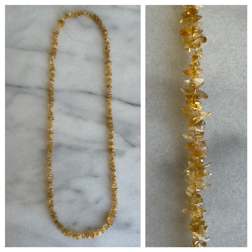 VINTAGE • Citrine Necklace Healing Energy Crystal Beaded Hippie Bohemian Witch